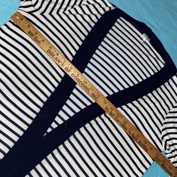 SPLENDID cardigan open front long sleeve button tabs 2 pockets navy white size L - Picture 12 of 14